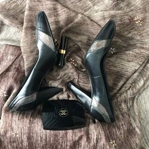 Aldo Black Heels with Silver Accents - Size 6.5